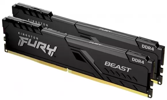 Комплект памяти DDR4 DIMM 32Gb (2x16Gb), 3200MHz, CL16, 1.35 В, Kingston, FURY Beast Black (KF432C16BBK2/32)
