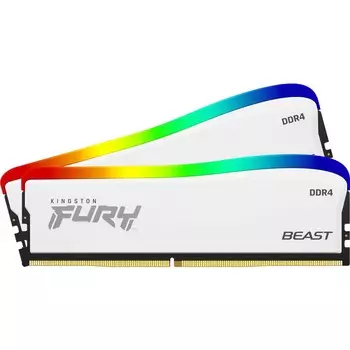 Комплект памяти DDR4 DIMM 32Gb (2x16Gb), 3600MHz, CL18, 1.2 В, Kingston, FURY Beast White RGB (KF436C18BWAK2/32) Retail