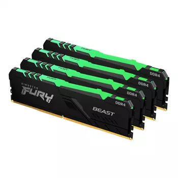 Комплект памяти DDR4 DIMM 64Gb (4x16Gb), 2666MHz, CL16, 1.2 В, Kingston, FURY Beast RGB (KF426C16BB1AK4/64)