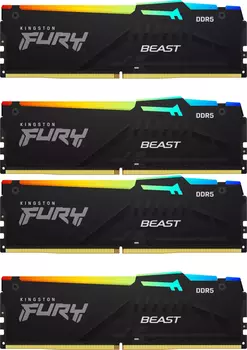 Комплект памяти DDR5 DIMM 128Gb (4x32Gb), 5600MHz, CL40, 1.25V, Kingston, Fury Beast Black RGB (KF556C40BBAK4-128) Retail