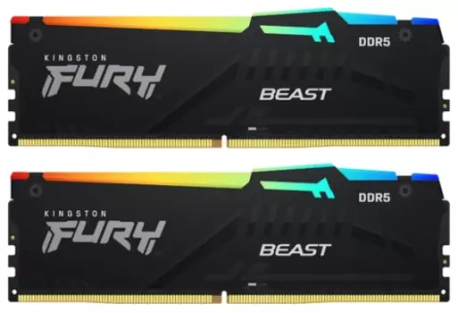 Комплект памяти DDR5 DIMM 16Gb (2x8Gb), 5200MHz, CL36, 1.25 В, Kingston, FURY Beast Black RGB EXPO (KF552C36BBEAK2-16) Retail