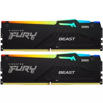 Комплект памяти DDR5 DIMM 32Gb (2x16Gb), 6000MHz, CL30, 1.4V, Kingston FURY Beast RGB (KF560C30BBAK2-32) Retail