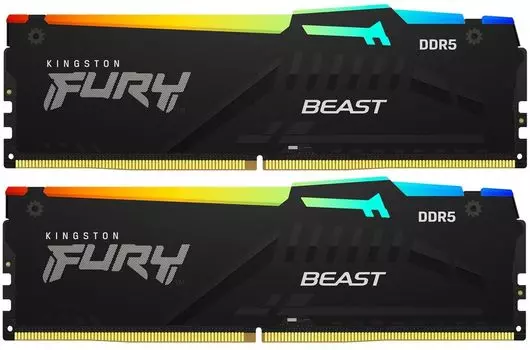 Комплект памяти DDR5 DIMM 32Gb (2x16Gb), 6000MHz, CL30, 1.4V, Kingston FURY Beast Black RGB EXPO (KF560C30BBEAK2-32) Retail