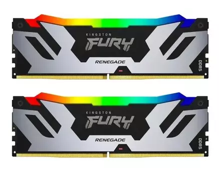 Комплект памяти DDR5 DIMM 32Gb (2x16Gb), 8000MHz, CL38, 1.45V, Kingston, FURY Renegade Silver/Black RGB (KF580C38RSAK2-32) Retail