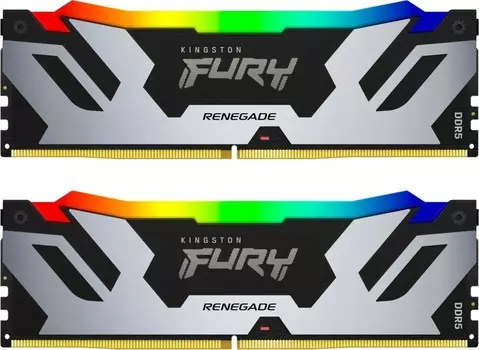 Комплект памяти DDR5 DIMM 48Gb (2x24Gb), 6400MHz, CL32, 1.4V, Kingston, FURY Renegade RGB (KF564C32RSAK2-48) Retail