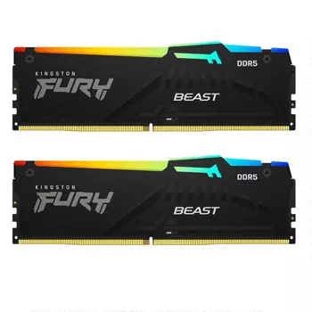 Комплект памяти DDR5 DIMM 64Gb (2x32Gb), 5600MHz, CL36, 1.25V, Kingston, FURY Beast Black RGB EXPO (KF556C36BBEAK2-64) Retail