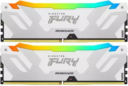 Комплект памяти DDR5 DIMM 64Gb (2x32Gb), 6000MHz, CL32, 1.35V, Kingston, Fury Renegade White RGB (KF560C32RWAK2-64) Retail