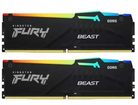 Комплект памяти DDR5 DIMM 64Gb (2x32Gb), 6000MHz, CL36, 1.35V, Kingston FURY Beast RGB EXPO (KF560C36BBEAK2-64) Retail