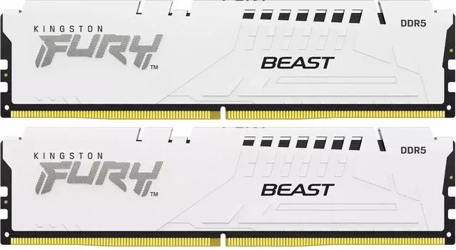 Комплект памяти DDR5 DIMM 64Gb (2x32Gb), 6000MHz, CL30, 1.4V, Kingston FURY Beast White (KF560C30BWK2-64) Retail