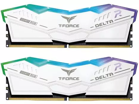 Комплект памяти DDR5 DIMM 64Gb (2x32Gb), 6000MHz, CL38, 1.3 В, Team Group, T-Force Delta RGB White (TG_FF4D564G6000HC38ADC01) Retail