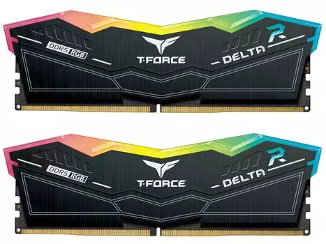 Комплект памяти DDR5 DIMM 64Gb (2x32Gb), 6000MHz, CL38, 1.3 В, Team Group, T-Force Delta RGB Black (TG_FF3D564G6000HC38ADC01) Retail