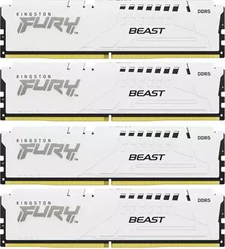 Комплект памяти DDR5 DIMM 64Gb (4x16Gb), 5200MHz, CL40, 1.25V, Kingston FURY Beast White (KF552C40BWK4-64) Retail