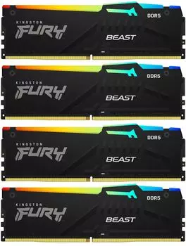 Комплект памяти DDR5 DIMM 64Gb (4x16Gb), 6000MHz, CL40, 1.4V, Kingston FURY Beast (KF560C40BWAK4-64) Retail