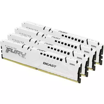 Комплект памяти DDR5 DIMM 64Gb (4x16Gb), 6000MHz, CL40, 1.35V, Kingston FURY Beast White (KF560C40BWK4-64) Retail