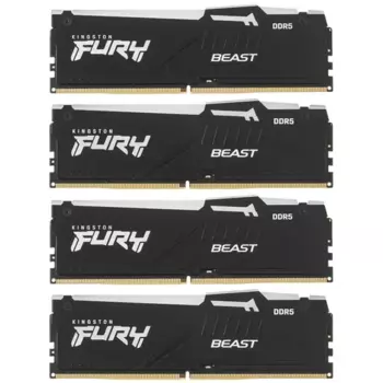 Комплект памяти DDR5 DIMM 64Gb (4x16Gb), 6000MHz, CL40, 1.35V, Kingston, Fury Beast Black RGB (KF560C40BBAK4-64) Retail