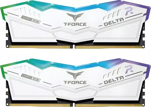Комплект памяти DDR5 DIMM 96Gb (2x48Gb), 6800MHz, CL36, 1.4V, Team Group, T-Force Delta RGB White (TG_FF4D596G6800HC36DDC01) Retail