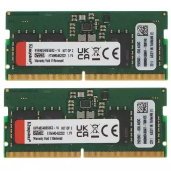 Комплект памяти DDR5 SODIMM 16Gb (2x8Gb), 4800MHz, CL40, 1.1V, Kingston (KVR48S40BS6K2-16) Retail