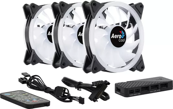 Комплект вентиляторов AeroCool Duo 12 Pro, 120 мм, 1000rpm, 19.7 дБ, 6-pin, 3шт, ARGB (4710562752588)