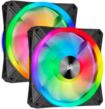 Комплект вентиляторов Corsair iCUE QL140 RGB, 140мм, 1250rpm, 26 дБ, 4-pin PWM, 2шт, RGB (CO-9050100-WW)