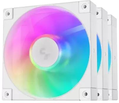 Комплект вентиляторов Deepcool FD12, 120 мм, 2050rpm, 26.9 дБ, 4-pin PWM, 3шт, белый, ARGB подсветка (R-FD12-WHAPN3-G)
