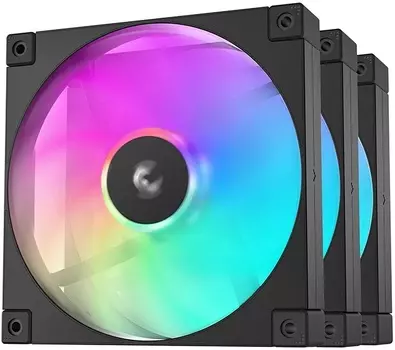Комплект вентиляторов Deepcool FD14 ARGB-3 IN 1, 140 мм, 1650rpm, 25.2 дБ, 4-pin PWM + 3-pin 5V ARGB, 3шт, черный, ARGB подсветка