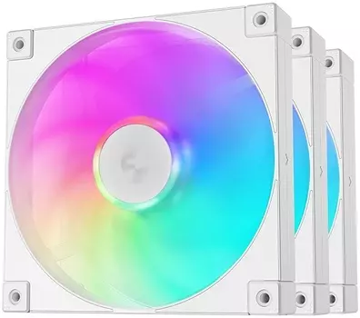 Комплект вентиляторов Deepcool FD14 ARGB WH-3 IN 1, 140 мм, 1650rpm, 25.2 дБ, 4-pin PWM + 3-pin 5V ARGB, 3шт, белый, ARGB подсветка