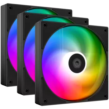 Комплект вентиляторов ID-COOLING AS-120-ARGB-K TRIO, 120 мм, 2000rpm, 27.2 дБ, 4-pin PWM, 3шт, черный, ARGB подсветка (AS-120-ARGB-K TRIO)