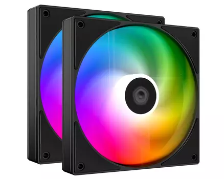 Комплект вентиляторов ID-COOLING AS-140-ARGB-K DUET, 140 мм, 1800rpm, 24.9 дБ, 4-pin PWM + 3-pin 5V ARGB, 2шт, черный, ARGB подсветка (IDC_AS-140-ARGB-K DUET)