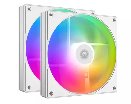 Комплект вентиляторов ID-COOLING AS-140-ARGB-W DUET, 140 мм, 1800rpm, 24.9 дБ, 4-pin PWM + 3-pin 5V ARGB, 2шт, белый, ARGB подсветка (IDC_AS-140-ARGB-W DUET)