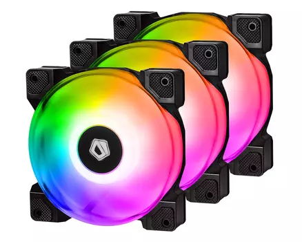 Комплект вентиляторов ID-COOLING DF-12025-ARGB TRIO, 120 мм, 2000rpm, 31.5 дБ, 4-pin PWM, 3шт, ARGB подсветка