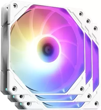 Комплект вентиляторов ID-COOLING TF-12025-PRO-ARGB-TRIO WHITE, 120 мм, 1800rpm, 35.2 дБ, 4-pin PWM + 3-pin 5V ARGB, 3шт, белый, ARGB подсветка