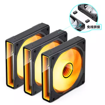 Комплект вентиляторов JONSBO ZK-120B(3 in 1), 120 мм, 2200rpm, 36.6 дБ, 4-pin, 3шт, черный, ARGB подсветка (CL_JB_ZK-120B_(3 in 1))