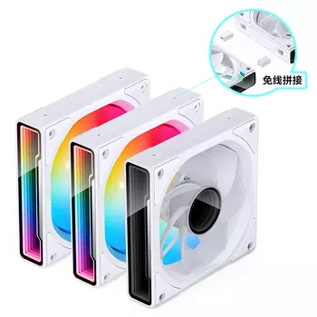 Комплект вентиляторов JONSBO ZK-120WR(3 in 1) Reverse, 120 мм, 1800rpm, 30.7 дБ, 4-pin, 3шт, белый, ARGB подсветка (CL_JB_ZK-120BW_(3 in 1))