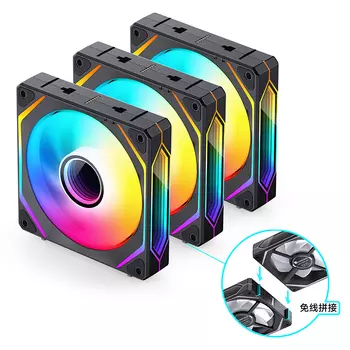 Комплект вентиляторов JONSBO ZL-120B(3 in 1), 120 мм, 1800rpm, 23.8 дБ, 4-pin, 3шт, черный, ARGB подсветка (CL_JB_ZL-120B_(3 in 1))