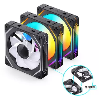 Комплект вентиляторов JONSBO ZL-120BR(3 in 1) Reverse, 120 мм, 1800rpm, 28.8 дБ, 4-pin, 3шт, черный, ARGB подсветка (CL_JB_ZL-120BR_(3 in 1))