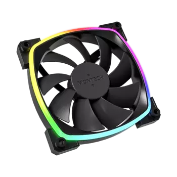 Комплект вентиляторов MONTECH AX120 ARGB, 120 мм, 1600rpm, 27 дБ, 4-pin PWM, 3шт, черный, ARGB подсветка (AX120 PWM BLACK 3 IN 1)