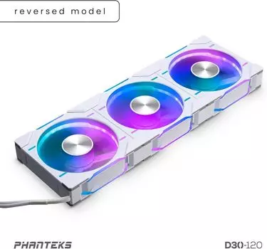 Комплект вентиляторов PHANTEKS D30 DRGB Reversed, 120 мм, 2000rpm, 31.8 дБ, 4-pin PWM, 3шт, DRGB (PH-F120D30R_DRGB_PWM_WT01_3P)