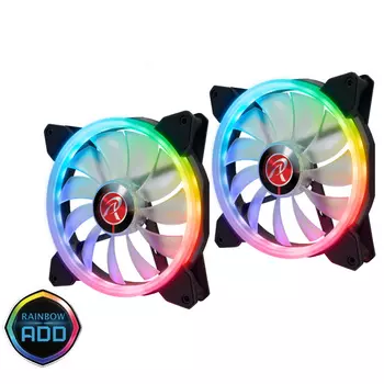 Комплект вентиляторов RAIJINTEK IRIS 14 RBW ADD -2, 140 мм, 1500rpm, 30 дБ, 4-pin, 2шт, ARGB (0R40B00114)