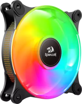 Комплект вентиляторов Redragon GC-F013, 120 мм, 2200rpm, 25 дБ, 4-pin PWM, 3шт, черный, RGB подсветка (72263)