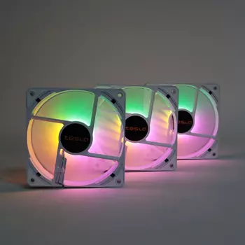 Комплект вентиляторов TESLA RGB120 LW3, 120 мм, 1200rpm, 21 дБ, 3-pin+4-pin Molex, 3шт, белый, FRGB подсветка (TSL-120-LW3)