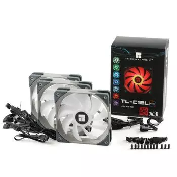 Комплект вентиляторов Thermalright TL-C12LX3, 120 мм, 1500rpm, 25.6 дБ, 4-pin PWM + 4-pin 12V RGB, 3шт, RGB подсветка