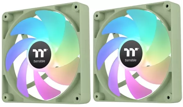 Комплект вентиляторов Thermaltake CT120 Sync Matcha ARGB, 120 мм, 2000rpm, 25.8 дБ, 4-pin, 2шт, зеленый, ARGB подсветка (CL-F202-PL12MG-A)