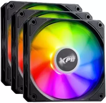 Комплект вентиляторов XPG VENTO R 120 ARGB PWM, 120 мм, 1600rpm, 32 дБ, 4-pin PWM, 3шт, черный, ARGB подсветка (VENTOR120ARGBPWM3C-BKCWW)