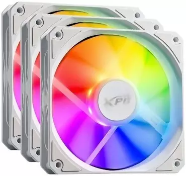 Комплект вентиляторов XPG VENTO R 120 ARGB PWM, 120 мм, 1600rpm, 32 дБ, 4-pin PWM, 3шт, белый, ARGB подсветка (VENTOR120ARGBPWM3C-WHCWW)