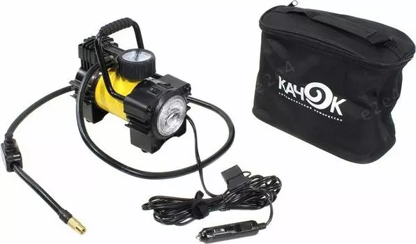 Компрессор автомобильный Качок K90 LED, 40л/мин, 10 атм, в гнездо прикуривателя, желтый