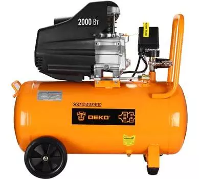 Компрессор воздушный Deko DKAC50, 2 кВт, 7.9 атм, 290л/мин, 220В, 50 л, масляный, электрический, поршневой, коаксиальный (прямой) (018-1111)