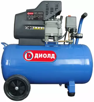 Компрессор воздушный ДИОЛД КМП-1600/50, 1.6 кВт, 7.9 атм, 210л/мин, 220В, 50 л, масляный, электрический, поршневой, коаксиальный (прямой) (30031031)