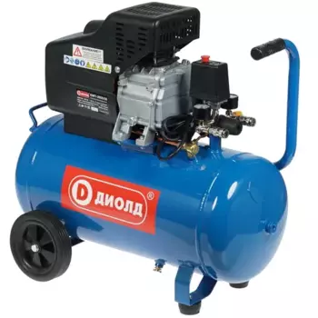 Компрессор воздушный ДИОЛД КМП-2000/50, 2 кВт, 7.9 атм, 270л/мин, 220В, 50 л, масляный, электрический, поршневой, коаксиальный (прямой) (30031041)