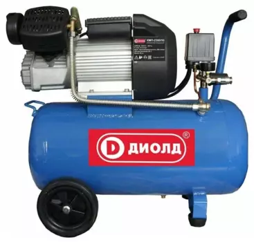 Компрессор воздушный ДИОЛД КМП-2300/50, 2.3 кВт, 7.9 атм, 369л/мин, 220В, 50 л, масляный, электрический, поршневой, коаксиальный (прямой) (30031051)