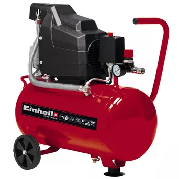 Компрессор воздушный Einhell TC-AC 190/24/8, 1.5 кВт, 7.9 атм, 165л/мин, 220В, 24 л, масляный, электрический, поршневой, коаксиальный (прямой), набор пневмоинструментов (4007325)